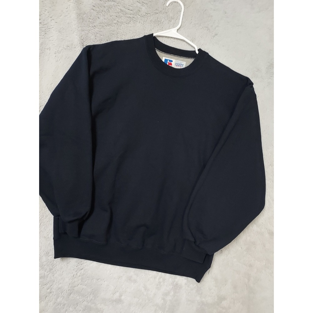 Vintage Russell Athletic Sweatshirt Mens Large EightyTwenty Crewneck Navy 90s